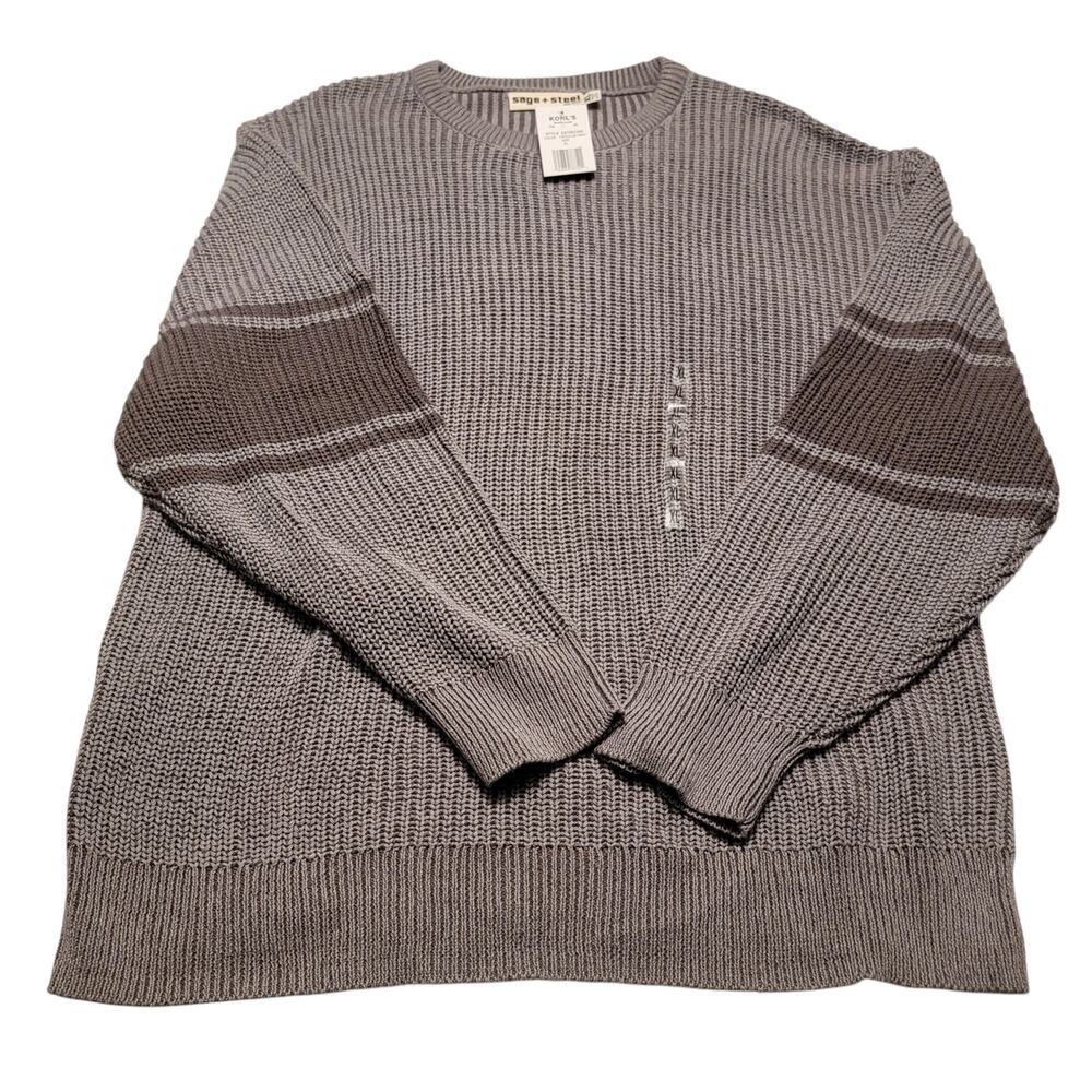 Sage + Steel Men’s Varsity Stripe Crewneck | Circular Gray | XL Cozy Comfort NWT